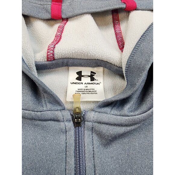 UNDER ARMOUR Storm Full Zip Up Gray Red Hooded Sweatshirt Hoodie Women's Size L - Picture 6 of 9